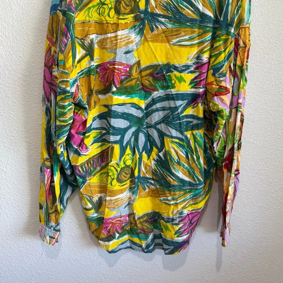 VTG Sebatu One Size Floral Abstract Button Down Beaded Art to Wear 90s Colorful - Picture 9 of 10